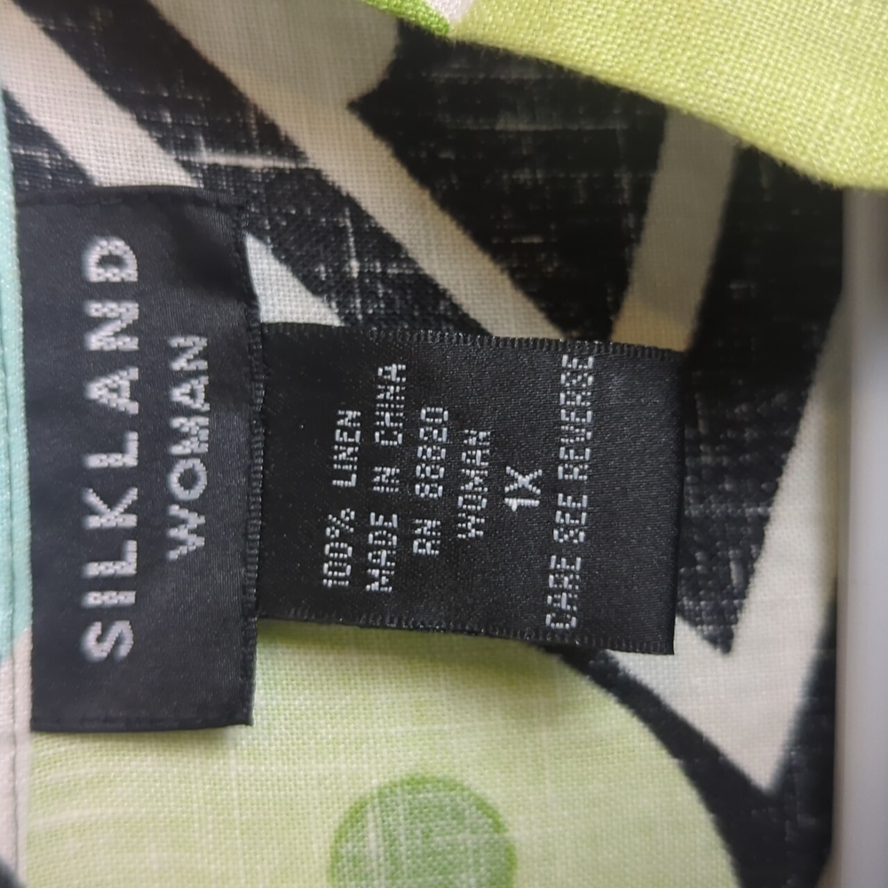 Abstract Linen Sleeveless Button Down Tunic/Top Women's … - Picture 3 of 9